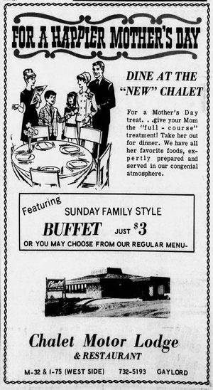 Chalet Motor Lodge & Restaurant - 1969 Ad (newer photo)